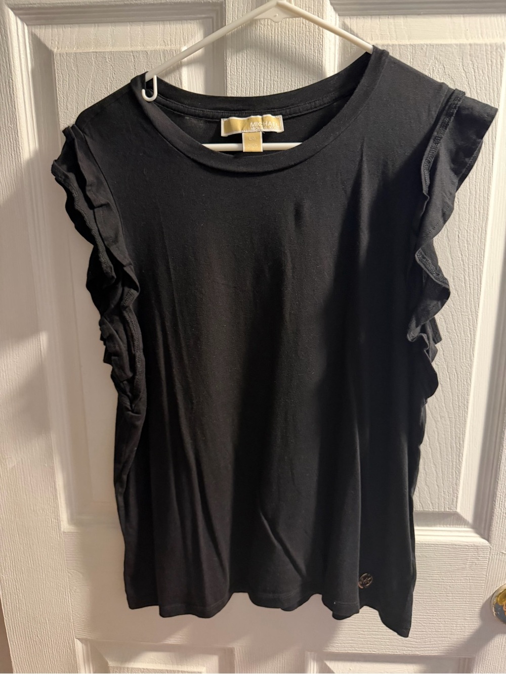 Michael Kors Black Ruffle Sleeve Tank Top
